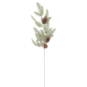 32 Inch Soft Green Pine Stem w/Pinecones