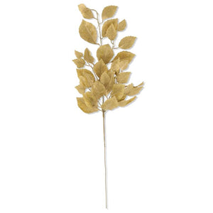 32.25 Inch Gold Dusted Birch Leaf Stem