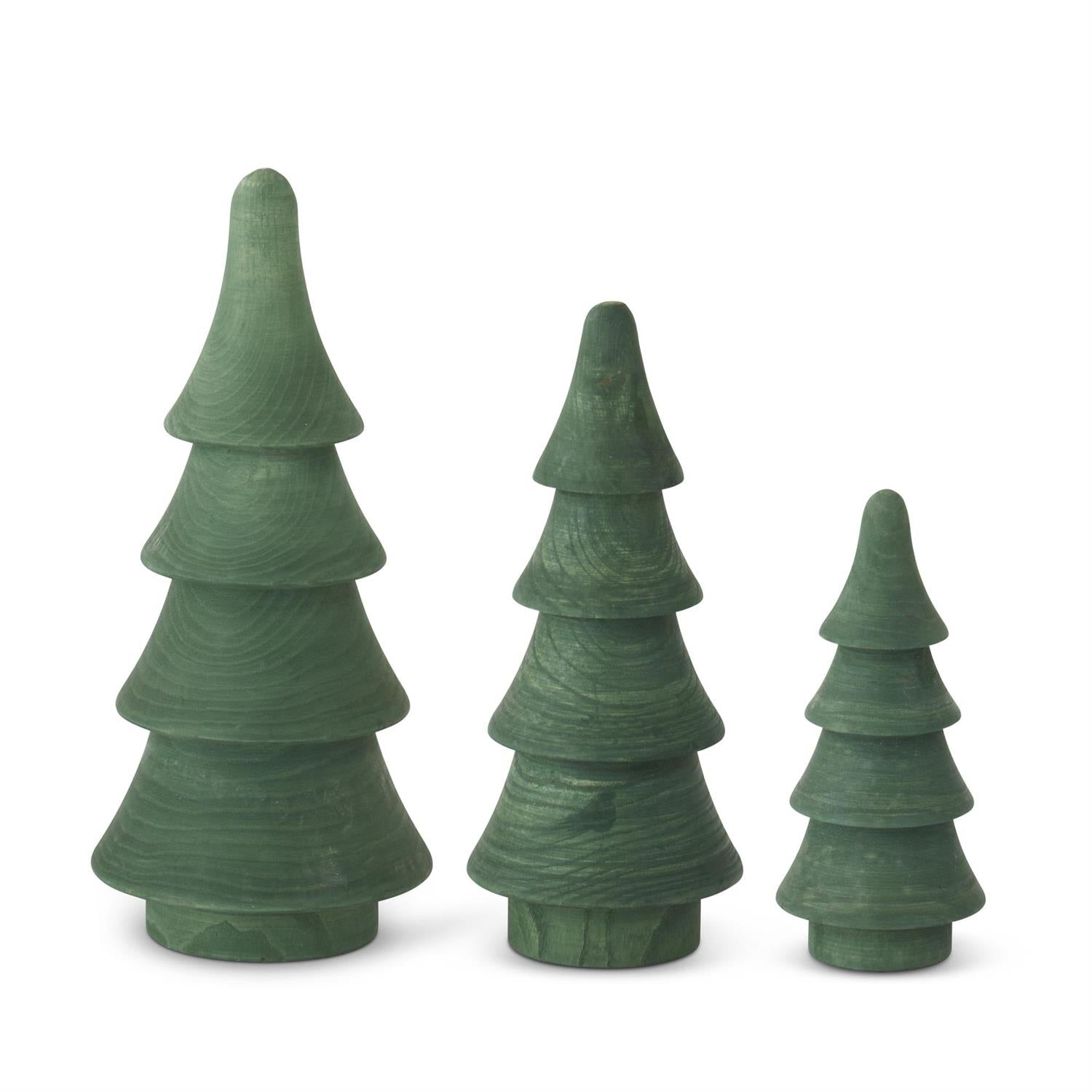 Carved Green Wood 4 Tier Christmas Tree