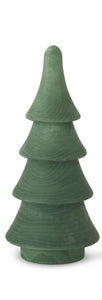 Carved Green Wood 4 Tier Christmas Tree