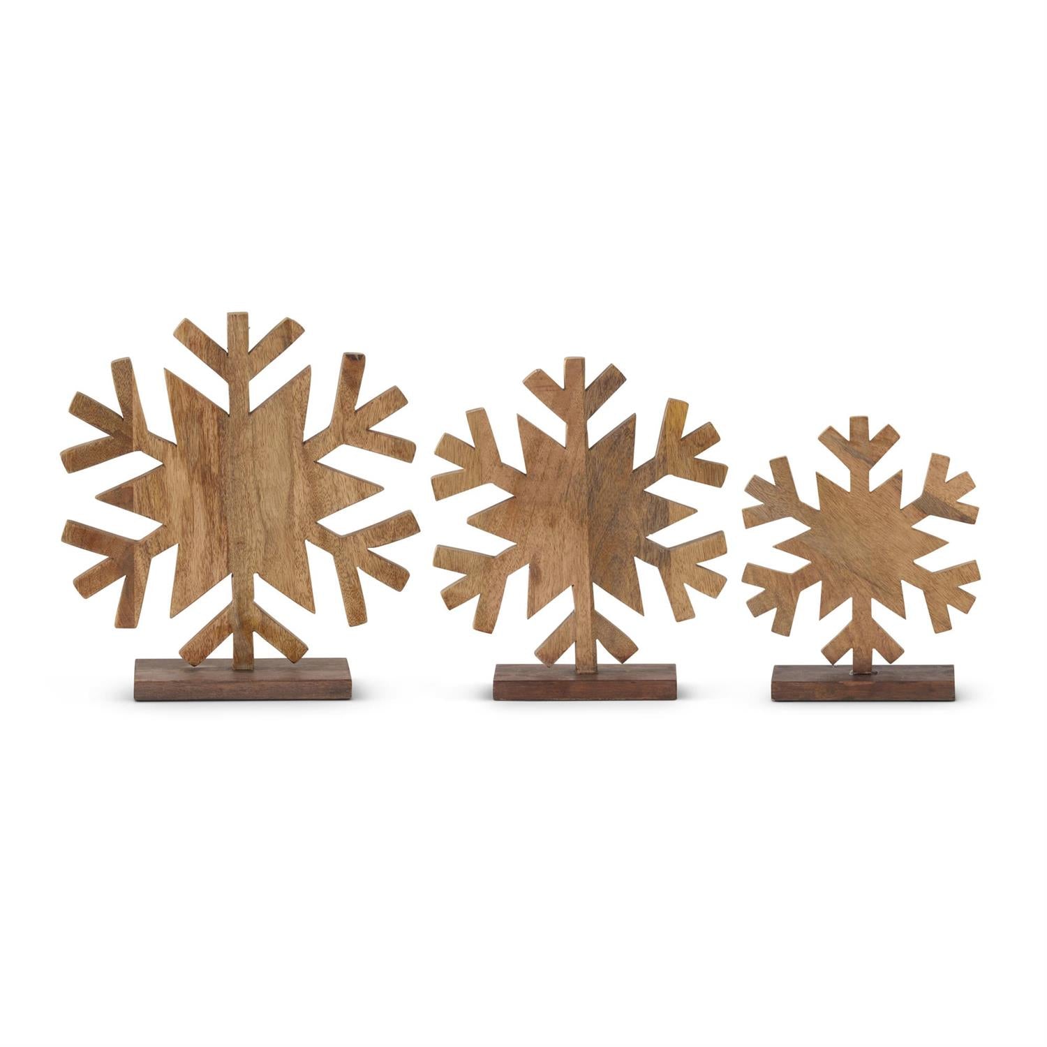 Dark Brown Wood Snowflake Cutouts