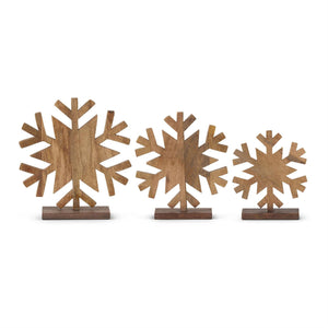 Dark Brown Wood Snowflake Cutouts