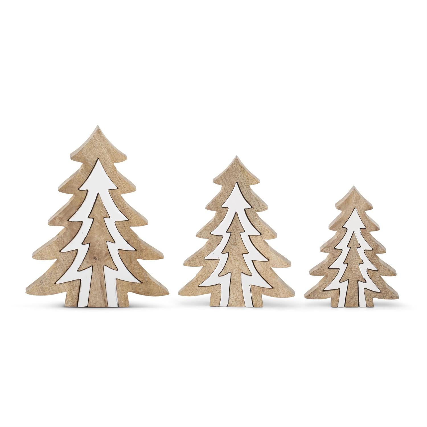 Wood Trees w/White Enameled Center Cutouts