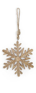 6 Inch Mango Wood Snowflake Ornament