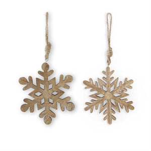 6 Inch Mango Wood Snowflake Ornament