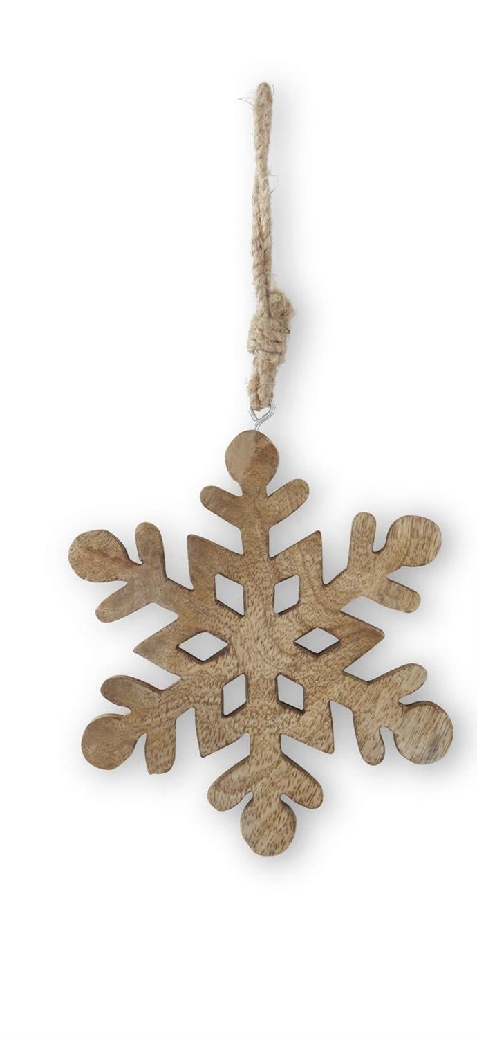 6 Inch Mango Wood Snowflake Ornament