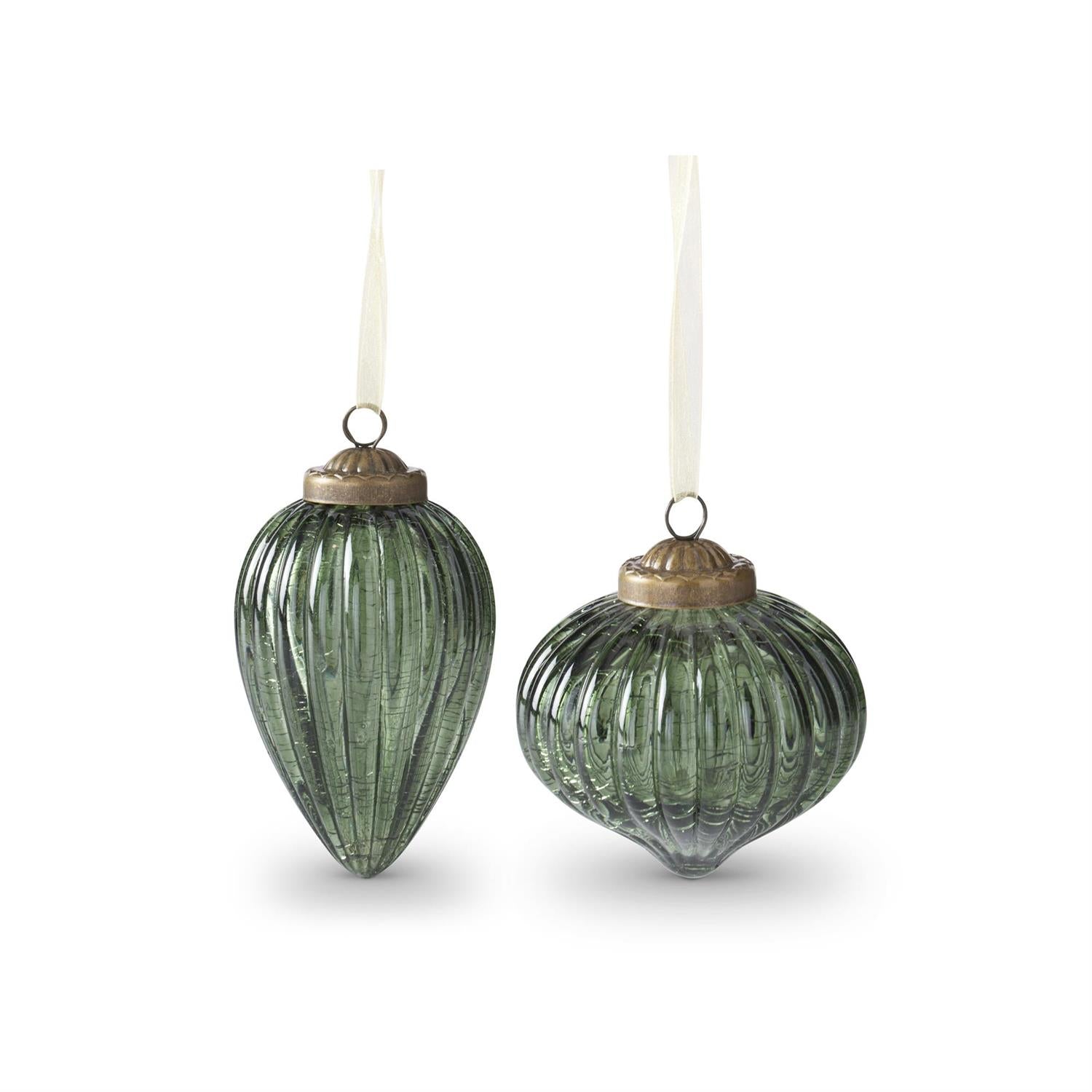 Crackled Green Glass Ornament