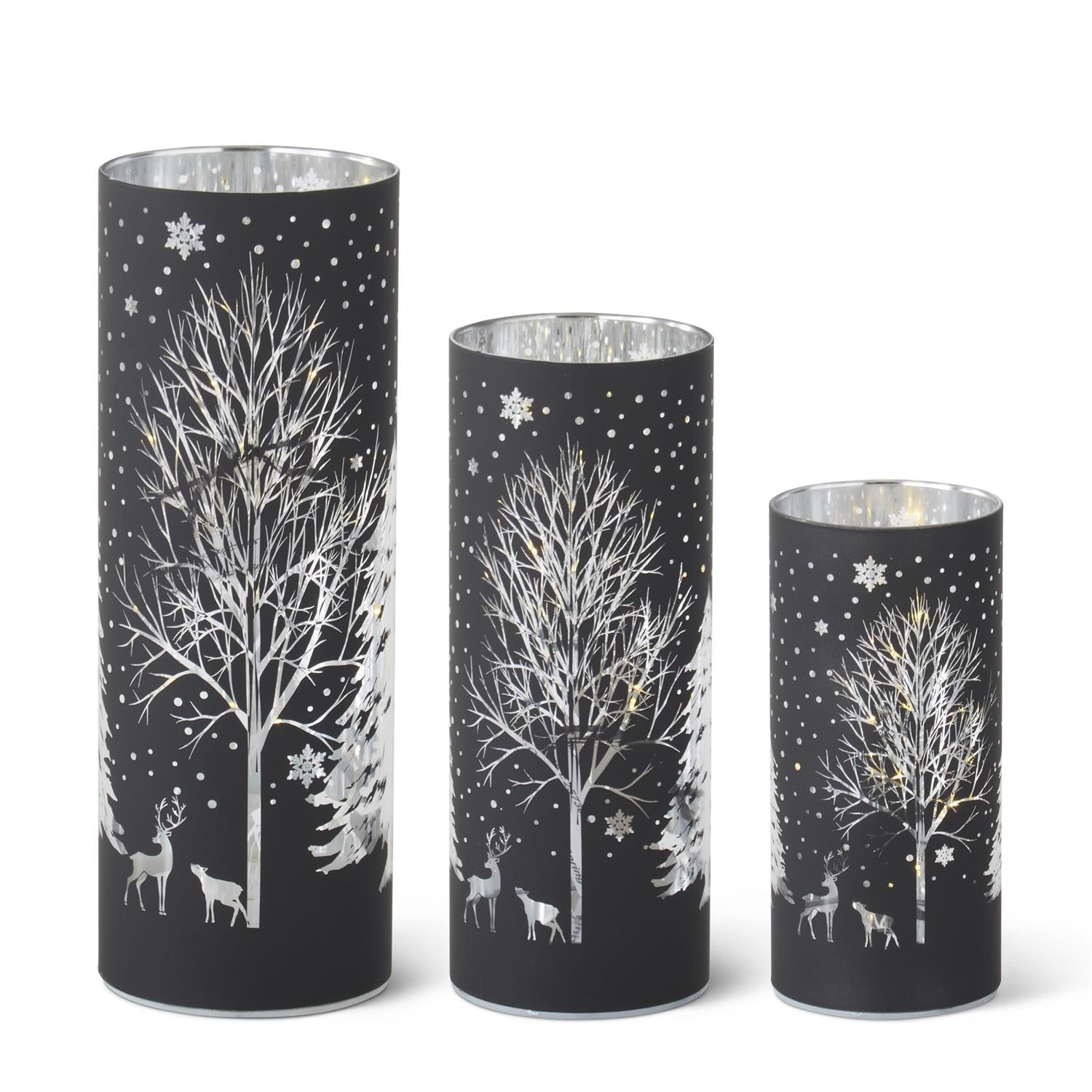 Black Laser Engraved Winter Scene LED