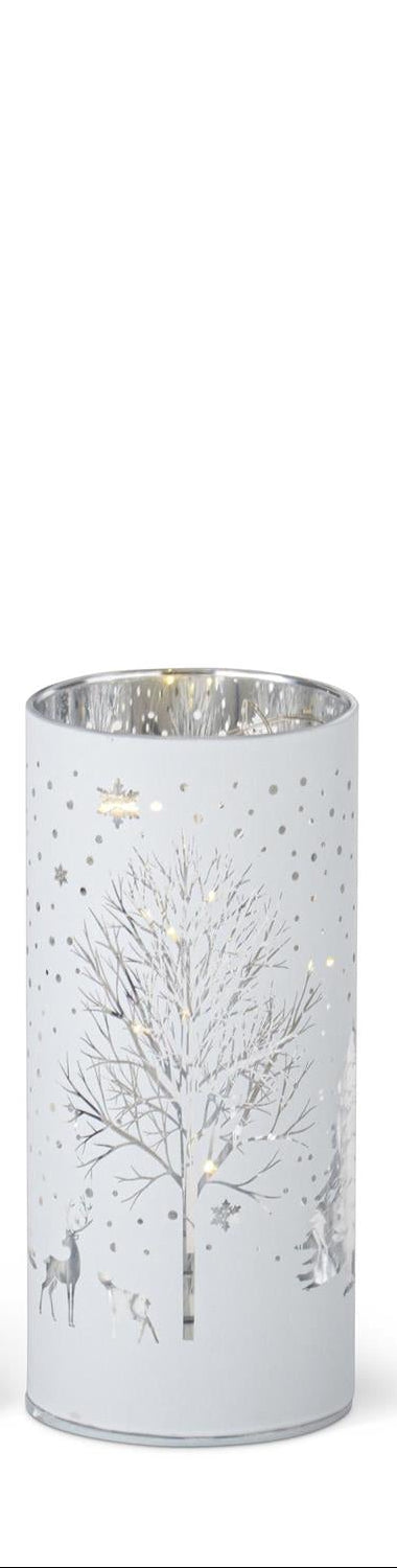 White Laser Engraved Winter Scene LED