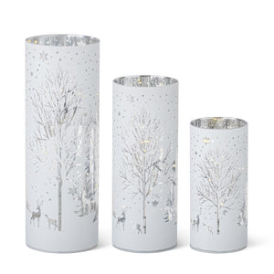White Laser Engraved Winter Scene LED