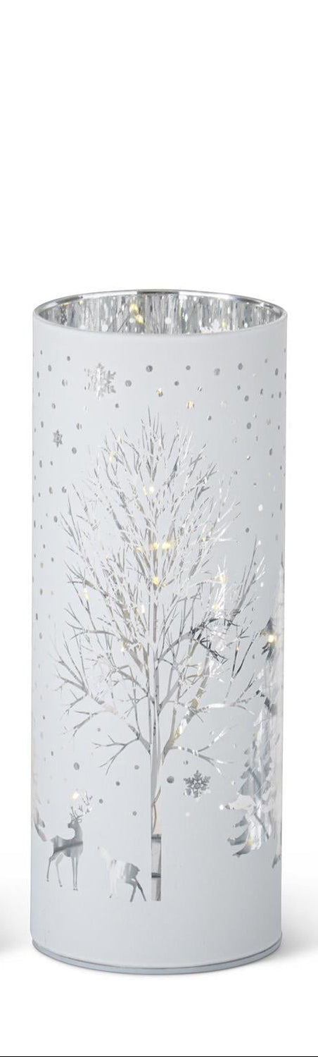 White Laser Engraved Winter Scene LED