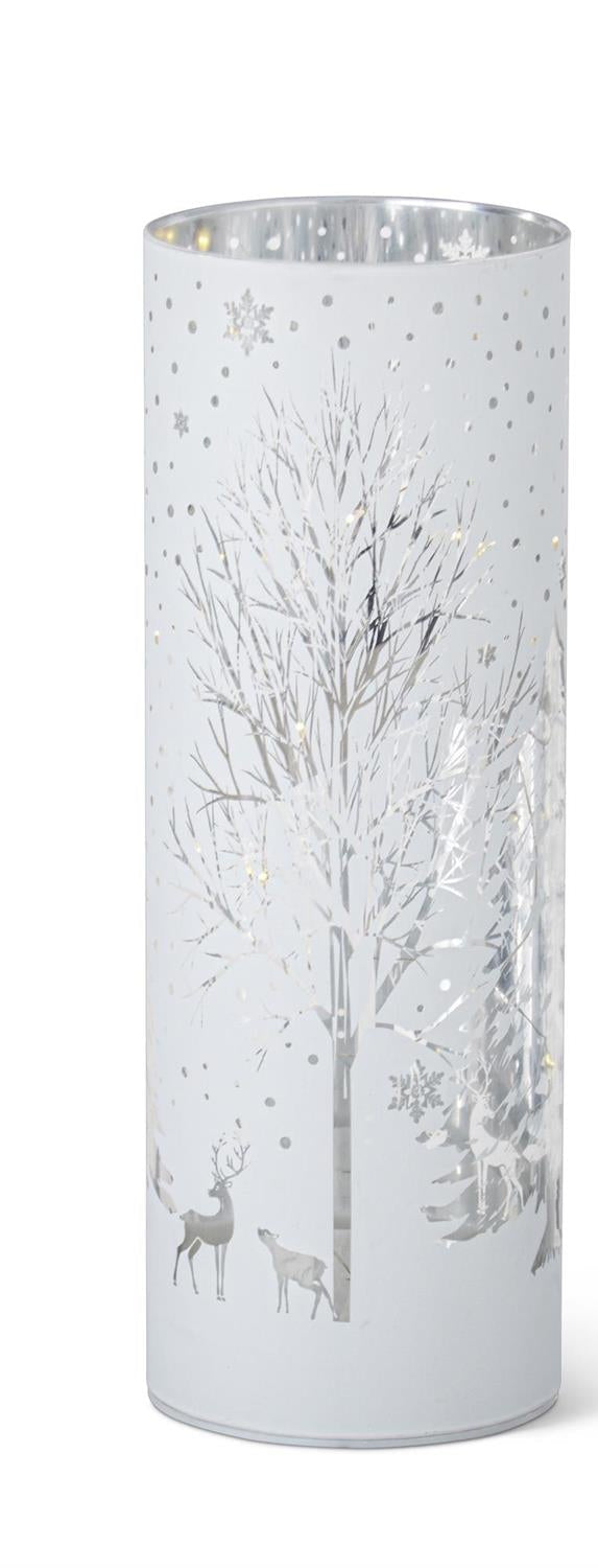 White Laser Engraved Winter Scene LED