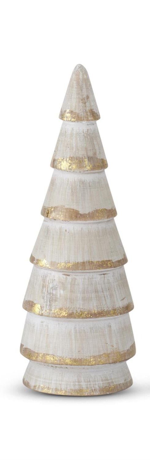 Whitewashed Gold Gilded Wood Tree