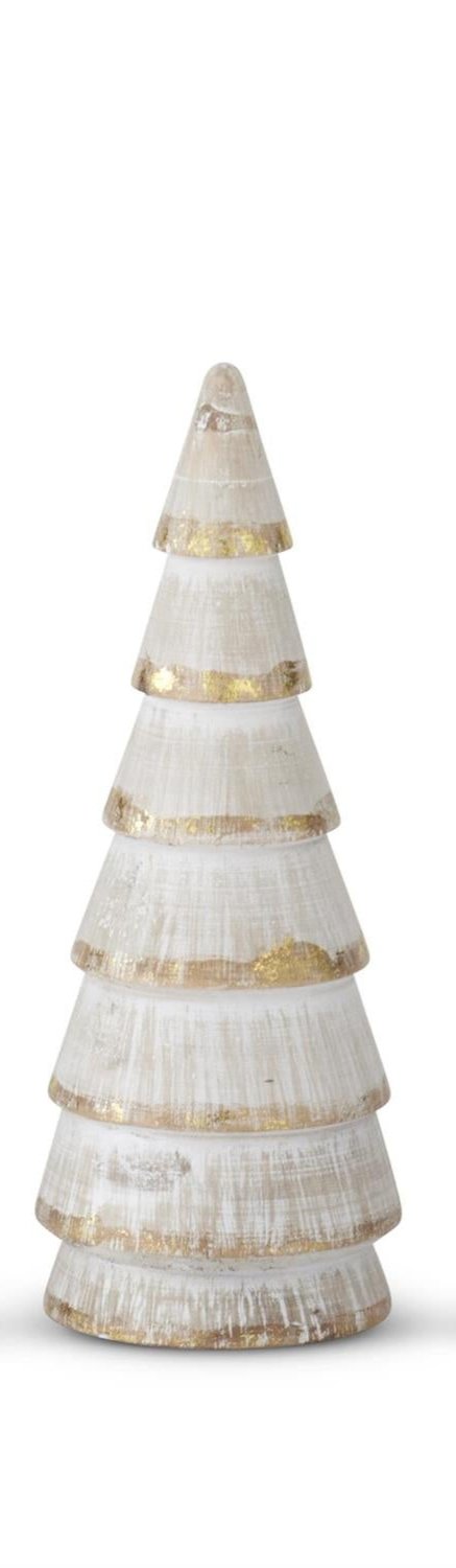 Whitewashed Gold Gilded Wood Tree