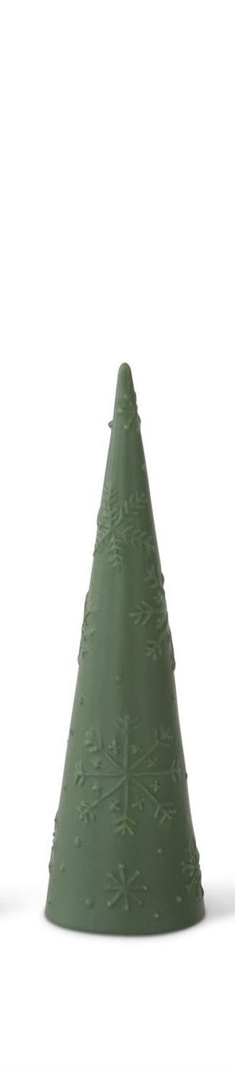 Matte Green Ceramic Snowflake Embossed Tree