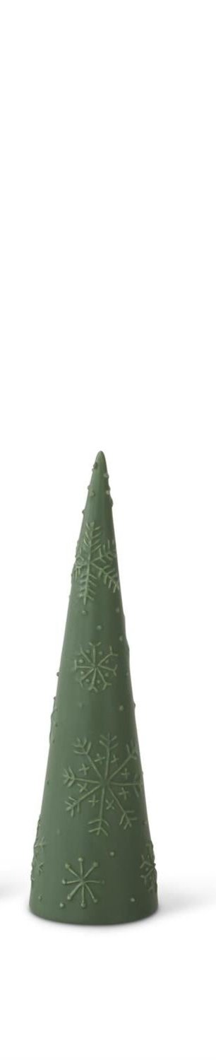 Matte Green Ceramic Snowflake Embossed Tree