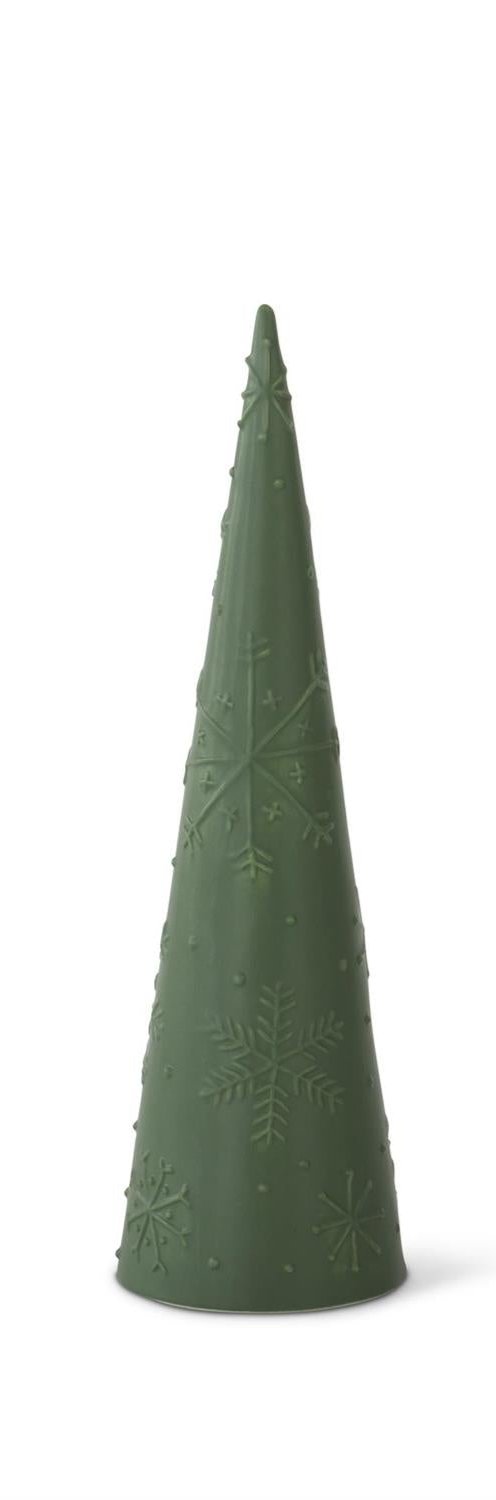 Matte Green Ceramic Snowflake Embossed Tree