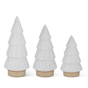 White Glazed Ceramic Ribbed Tree