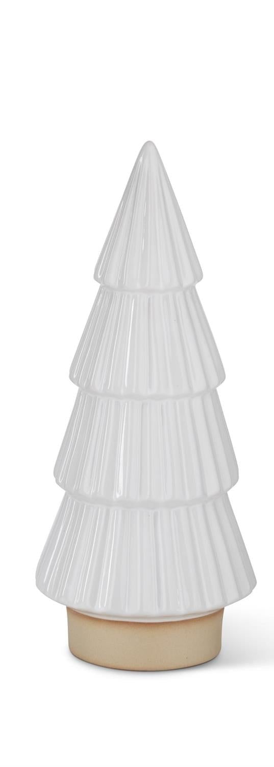 White Glazed Ceramic Ribbed Tree