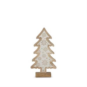Wood Trees w/White Snowflake Centers