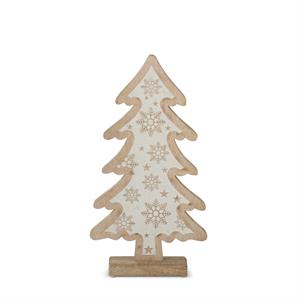 Wood Trees w/White Snowflake Centers