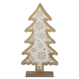 Wood Trees w/White Snowflake Centers