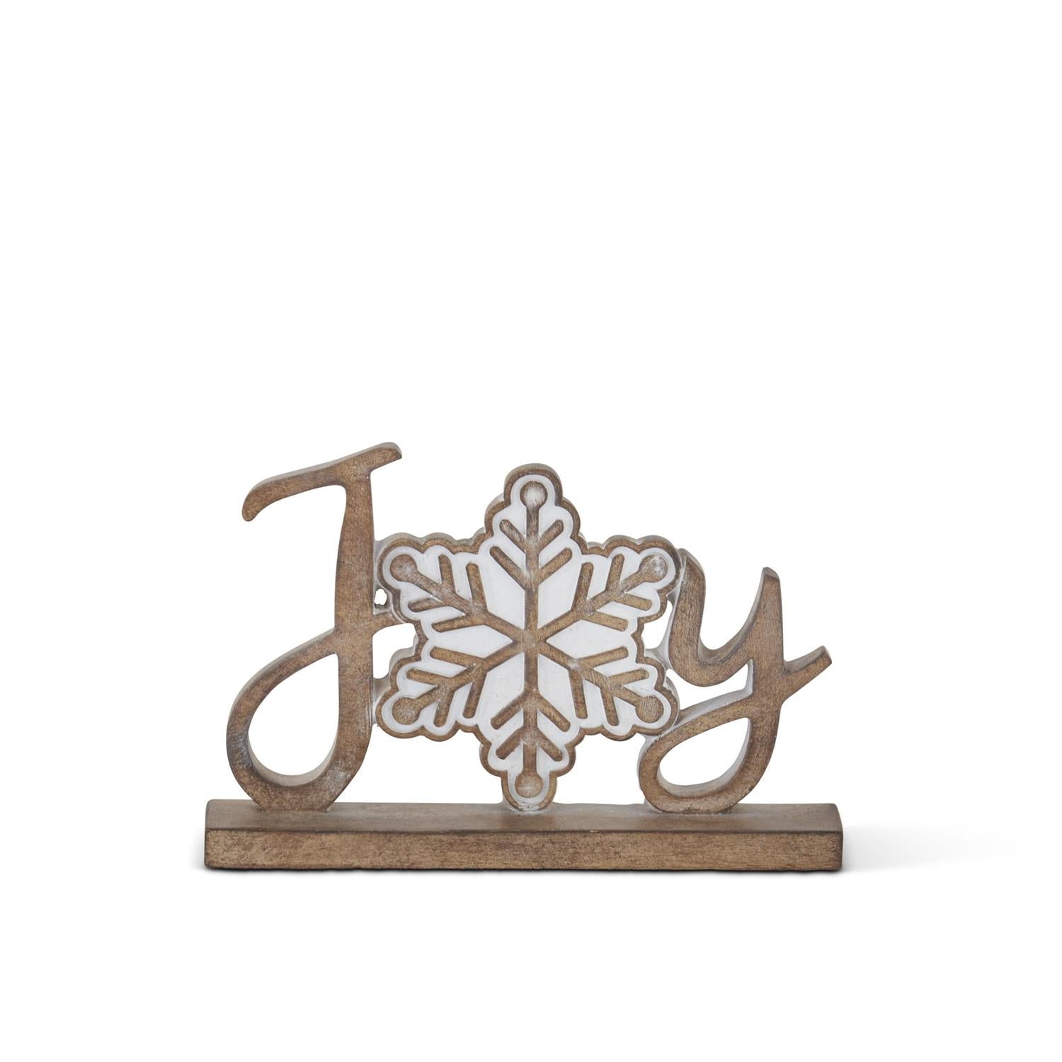 7.5 inch Brown & White Resin Joy Cutout Tabletop