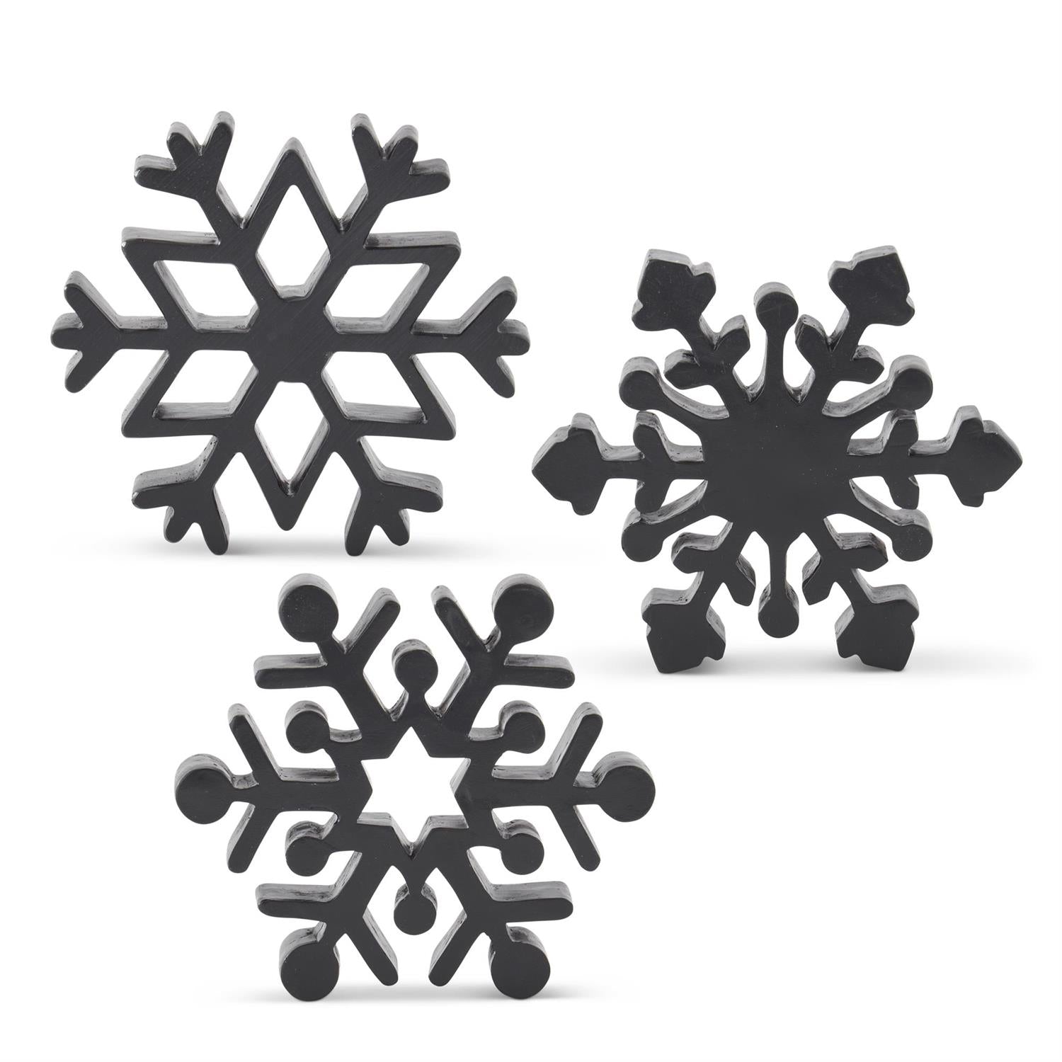 6 Inch Matte Black Resin Snowflake