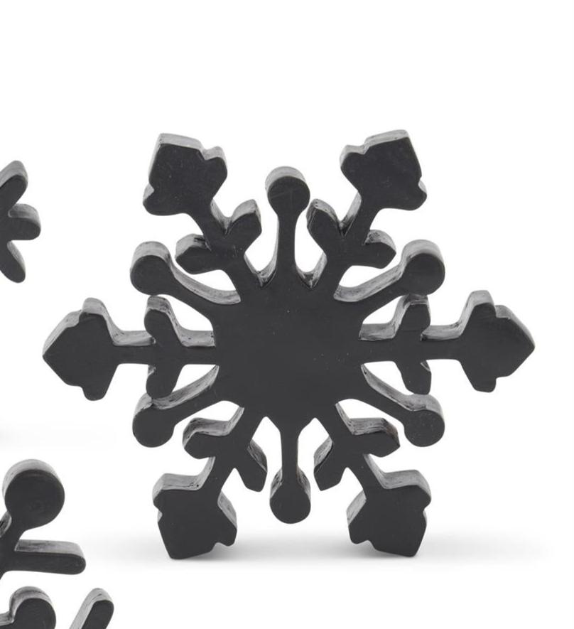 6 Inch Matte Black Resin Snowflake