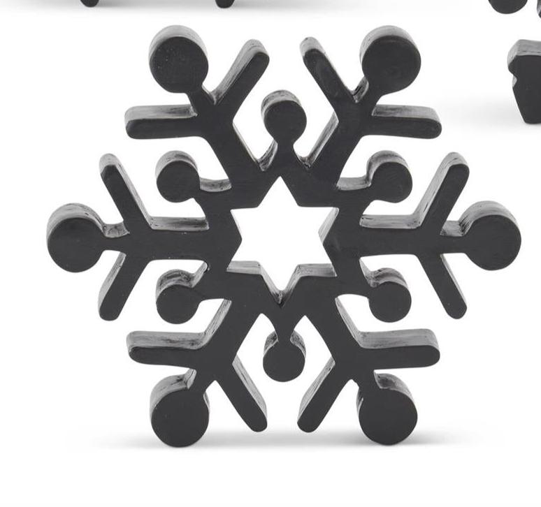 6 Inch Matte Black Resin Snowflake