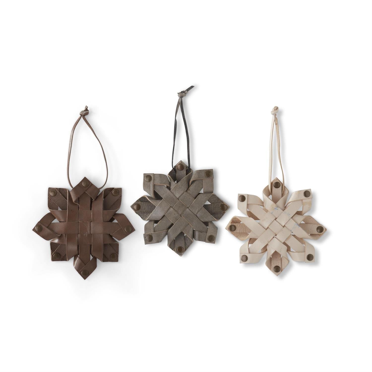 4 Inch Leather Snowflake Ornament