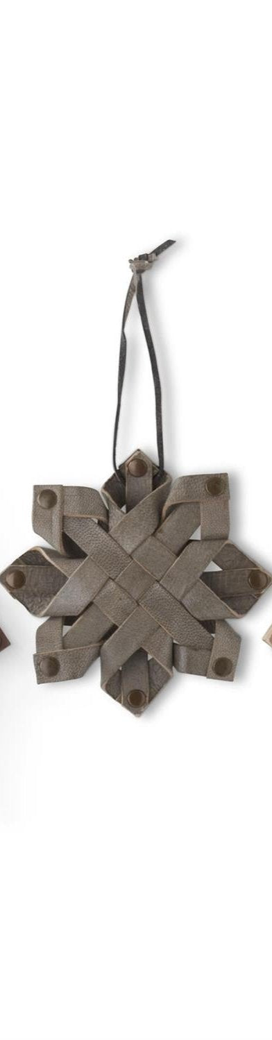 4 Inch Leather Snowflake Ornament