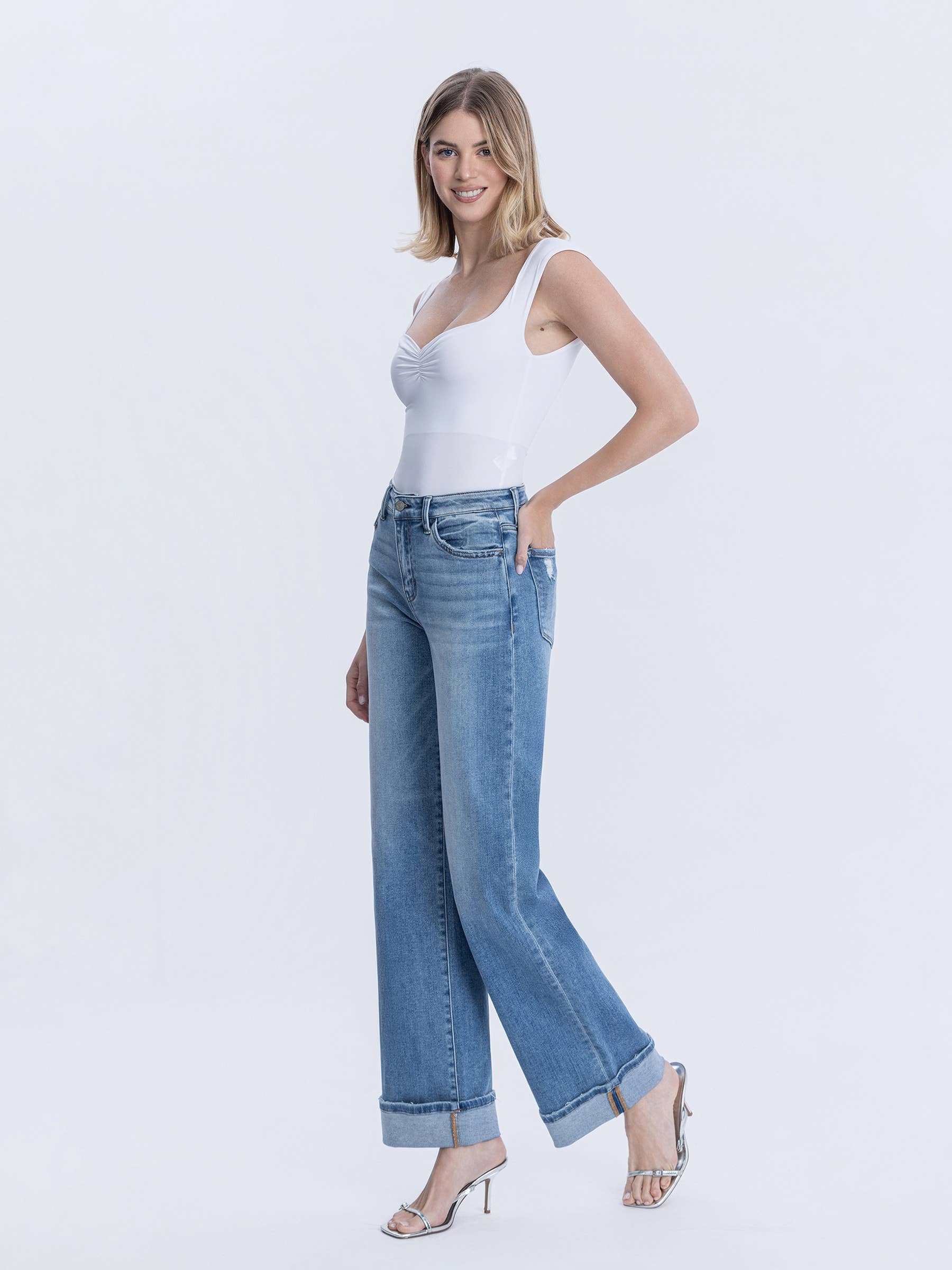 WESTBURY HIGH RISE FULL LENGTH CUFFED WIDE JEANS