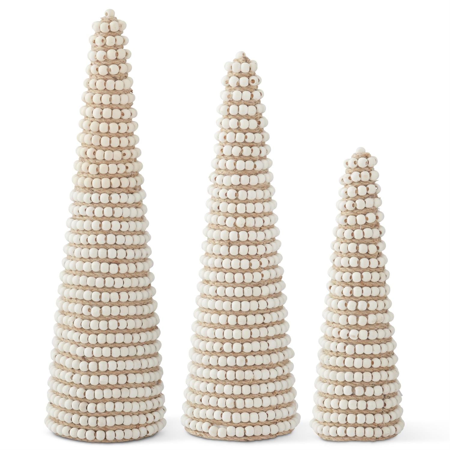 Jute Cone Tree with White Beads