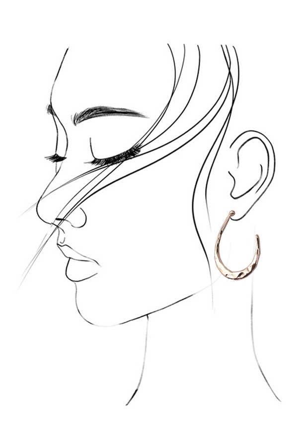 HAMMERED U SHAPE HOOP DROP EARRINGS