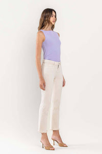 VERVET CREAM MID RISE CROP STRAIGHT JEANS