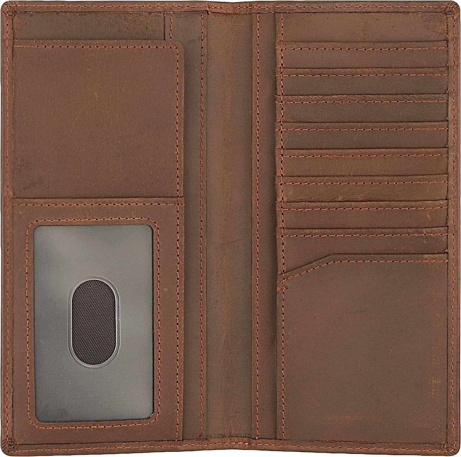 Brown Leather Bifold Wallet Long Wallet