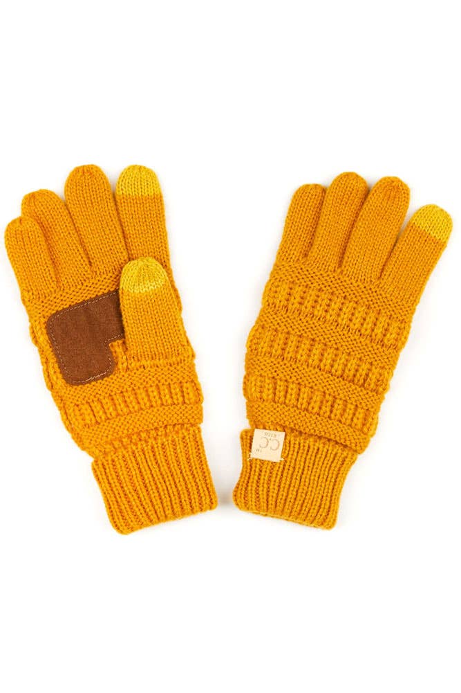 Black C.C Kids Knit Gloves