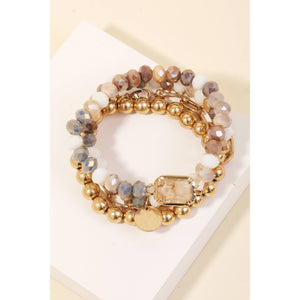 Metallic And Faceted Beaded Bracelet Set