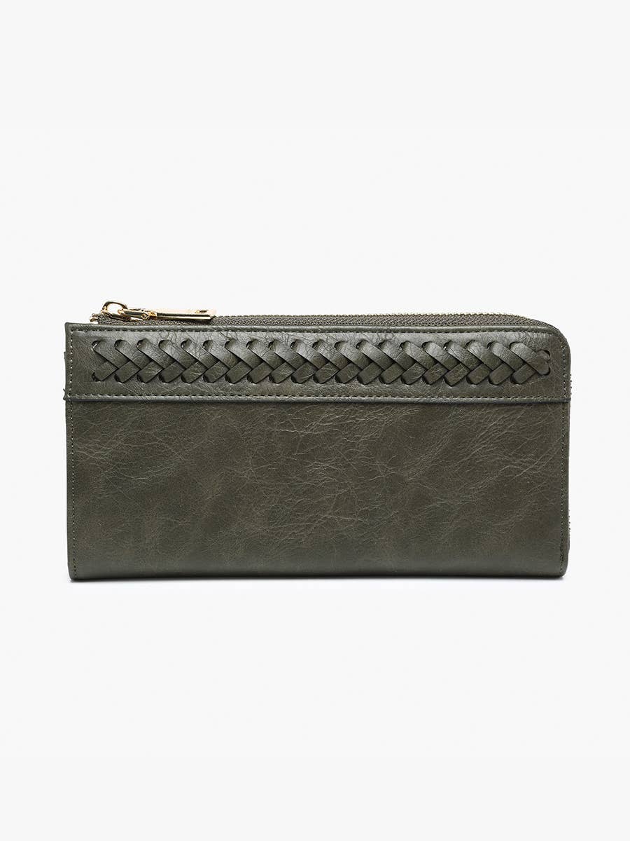 Black Gia Braided Detail Zip-Top Wallet