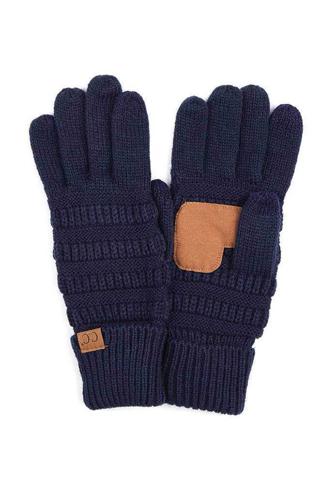 Navy C.C Knitted Touch Screen Compatible Gloves