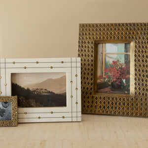 4X6 Berlin Hammered Brass Diamond Photo Frame