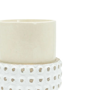 Gigi Ceramic Planter With Whitewahed Wood Bead Plant Stand