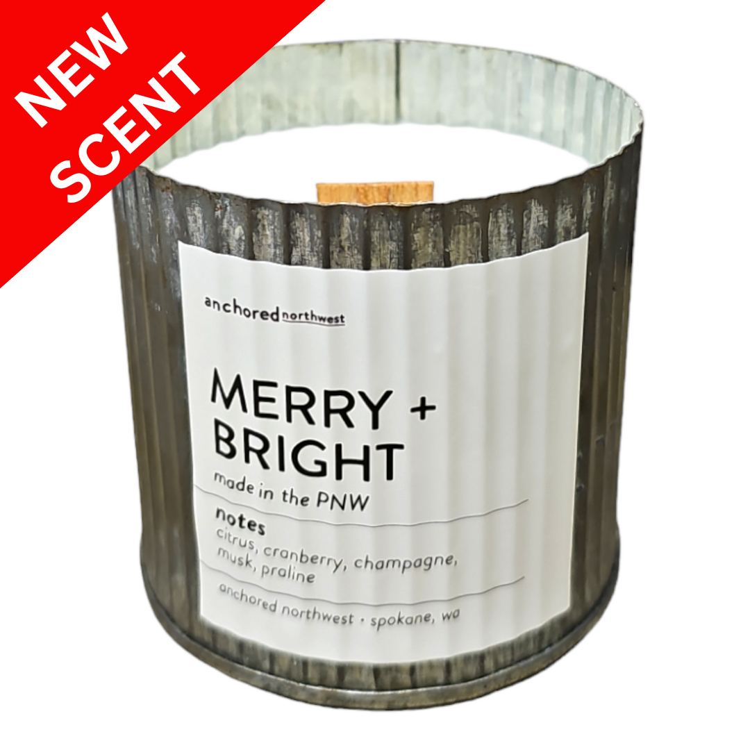 Merry + Bright Rustic Vintage Farmhouse Wood Wick Candle