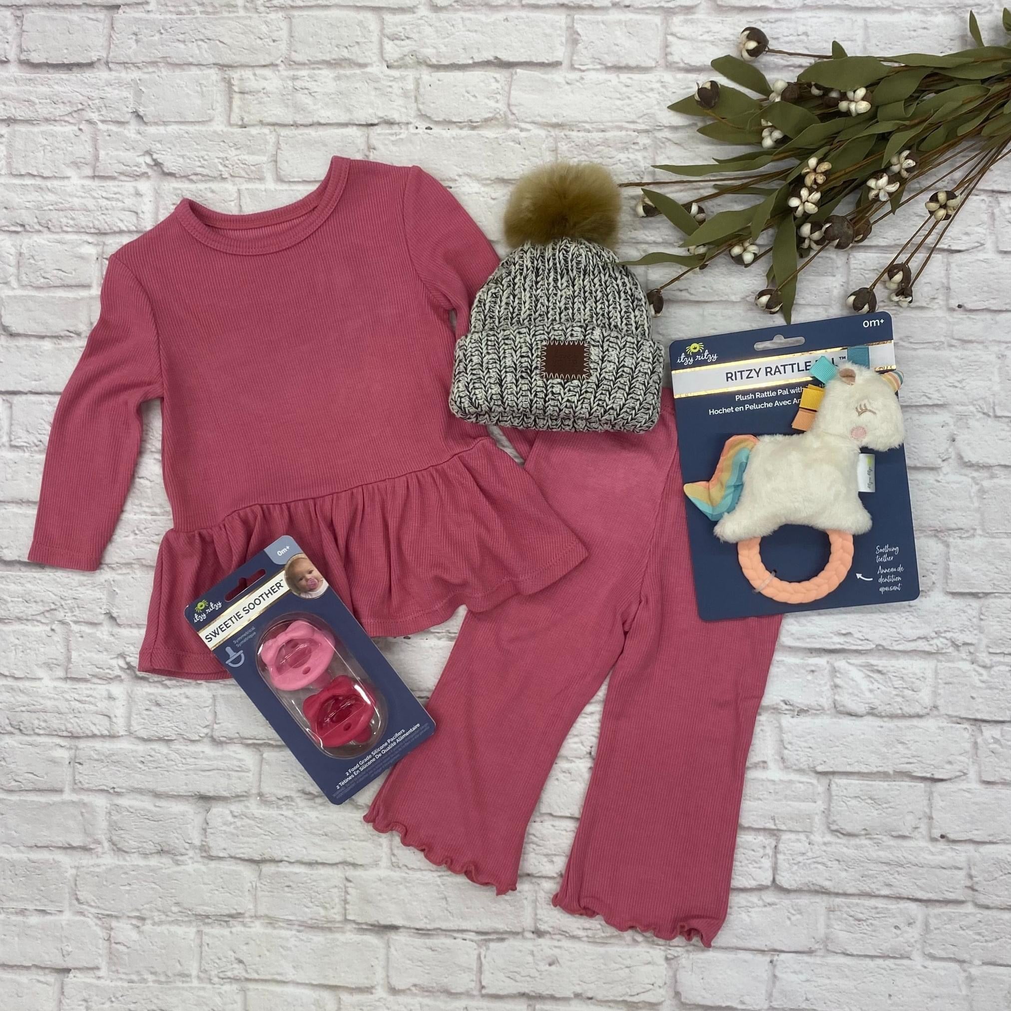 Pink Peplum Top & Pant Set