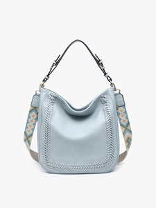 Latte Aris Small Whipstitch Hobo w/ Guitar Strap