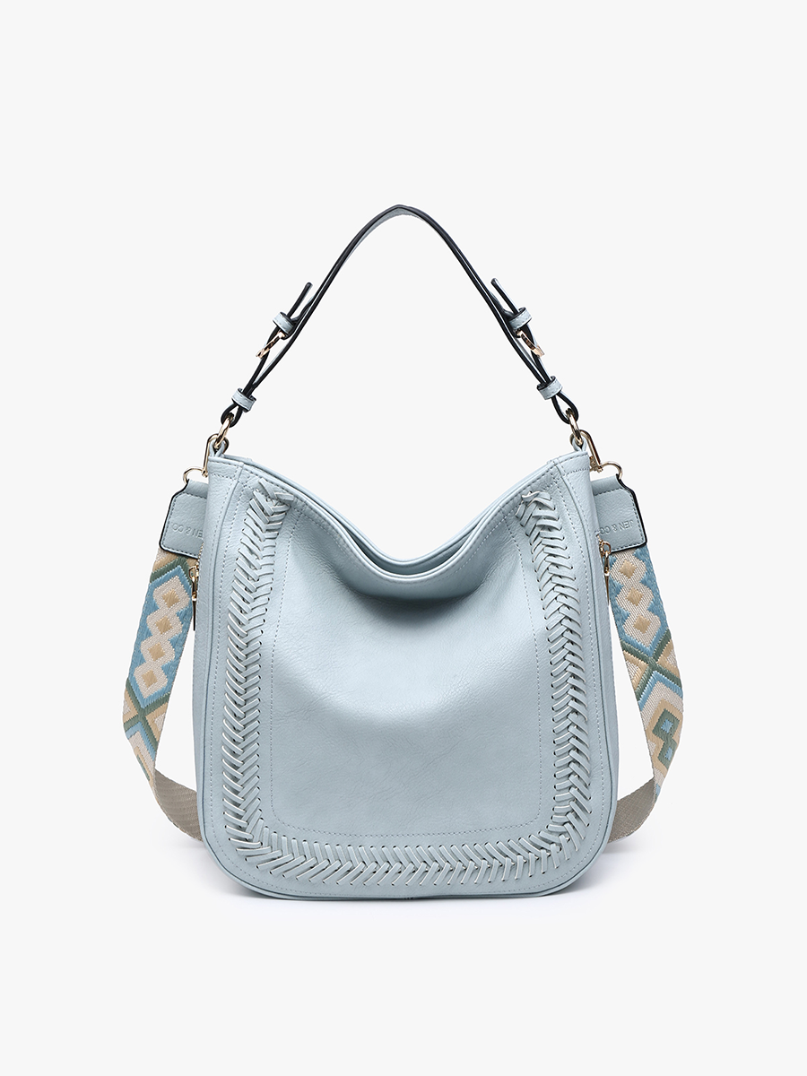 Warm Grey Aris Small Whipstitch Hobo w/ Guitar Strap