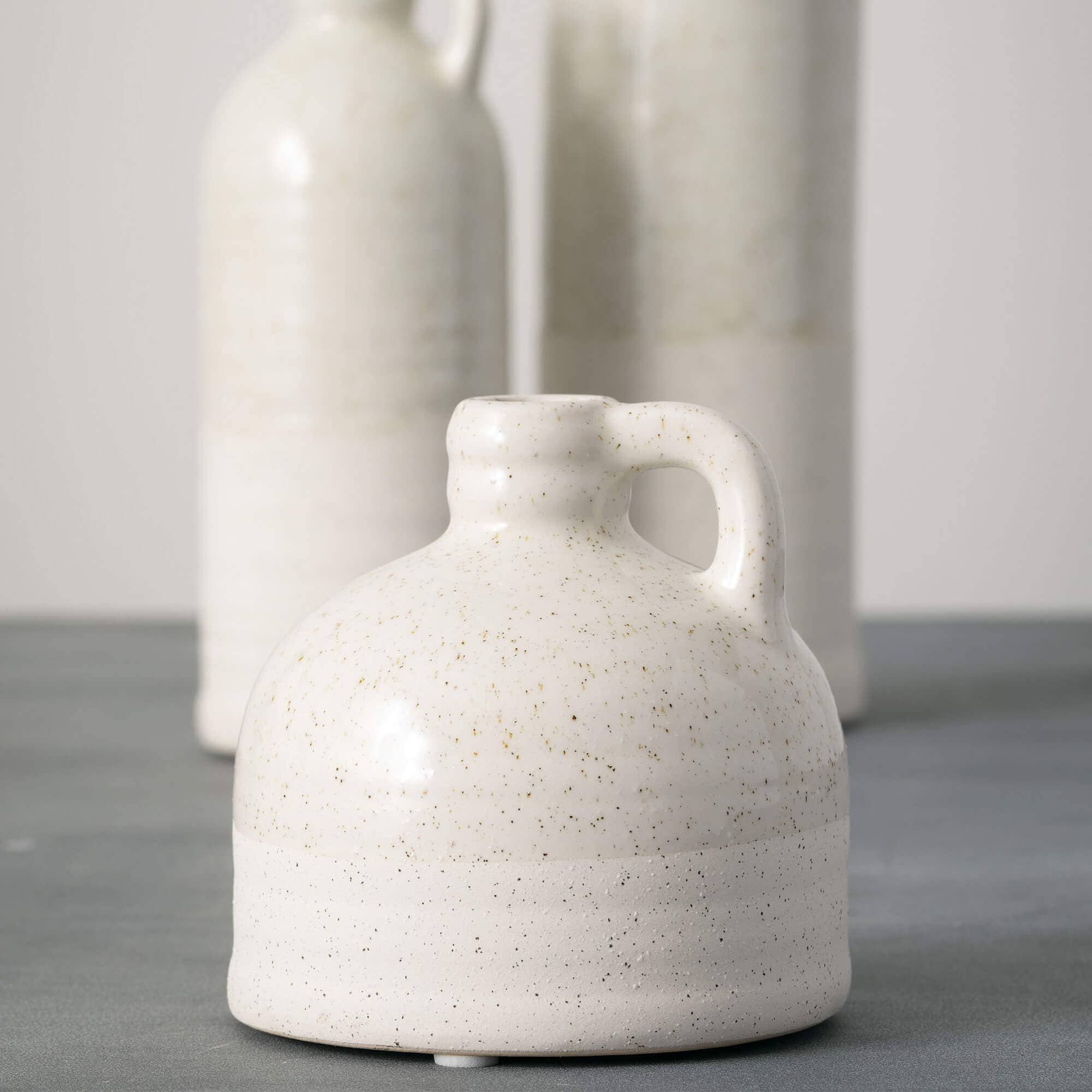 WHITE SPECKLED JUG VASE