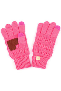 Black C.C Kids Knit Gloves