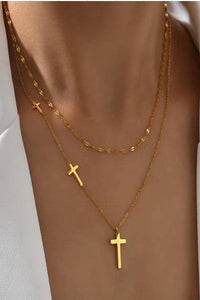 18K STAINLESS STEEL TARNISH FREE CROSS NECKLACE